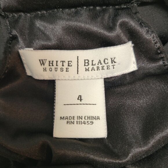 White House Black Market Womens Black Dress Sz 4 Sleeveless Ruched Waist Halter - Picture 8 of 8